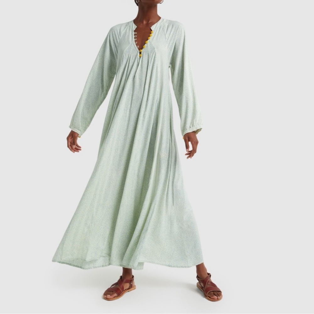 Natalie Martin Fiore Maxi Dress with yellow buttons